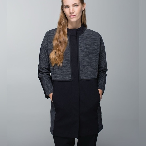 Lululemon Cocoon Car Coat Shine Dot Black Diamond Jacquard Space Dye Jacket XS - Picture 2 of 13